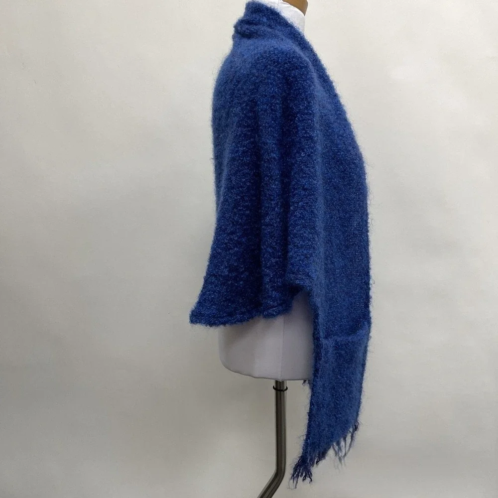 Cusbendale Women's Shawl Sweater Blue Mohair‎ Wool Blend Made in Ireland